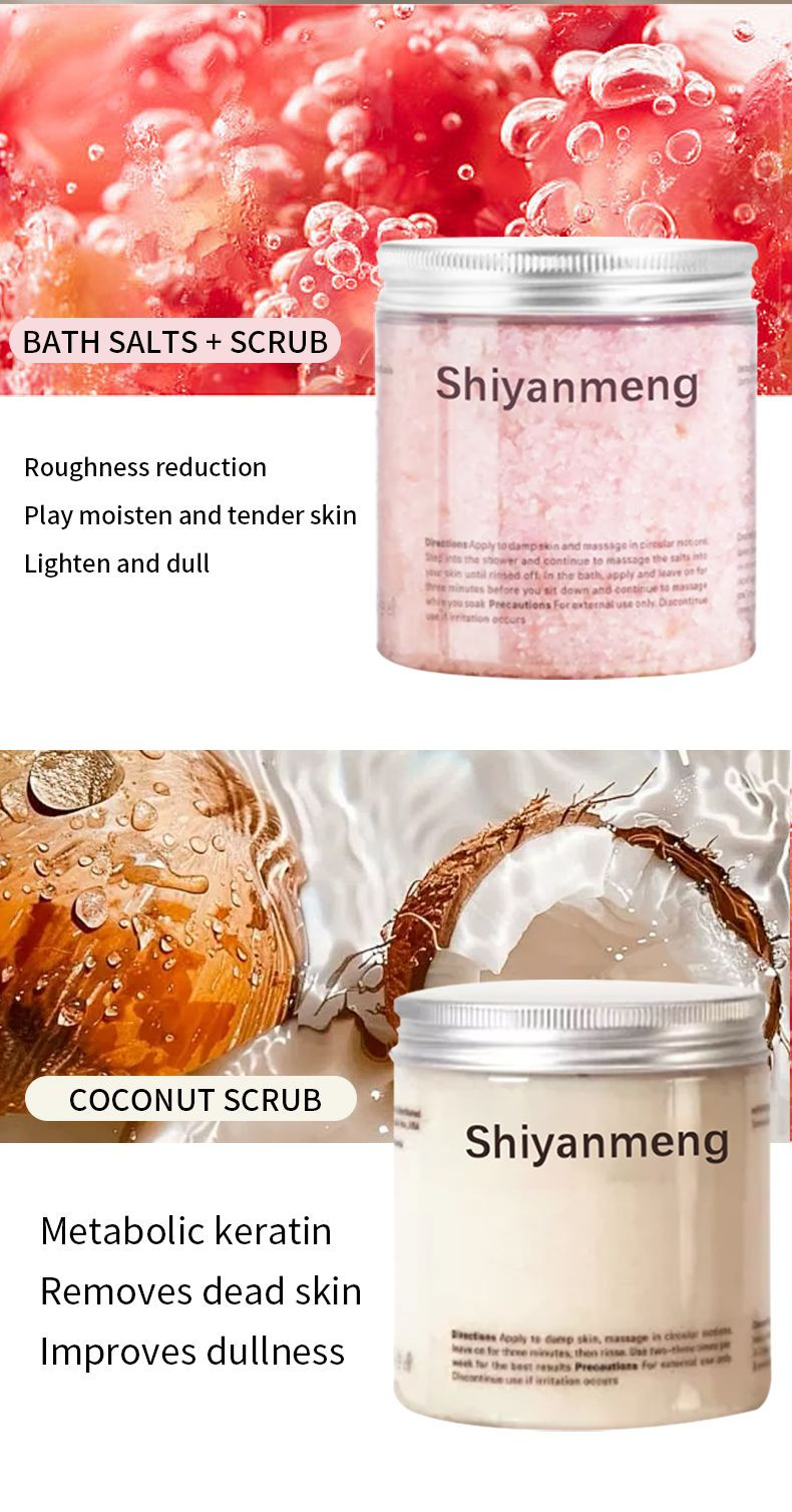 OEM Natural sea salt and plant extract grapefruit, coconut, peach scrub